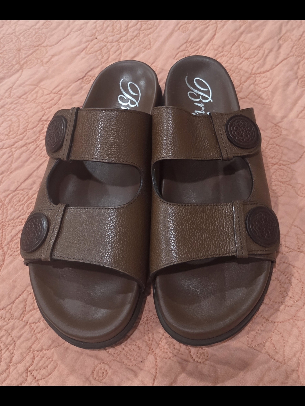 Brighton Brown Dual-Strap Slide Sandals 8.5M Fit like 8M